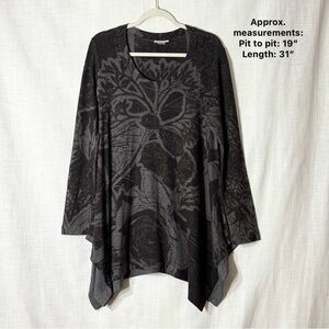 Soft Surroundings Renaissance Swing Tunic Black Gray Asymmetrical Hem Top L